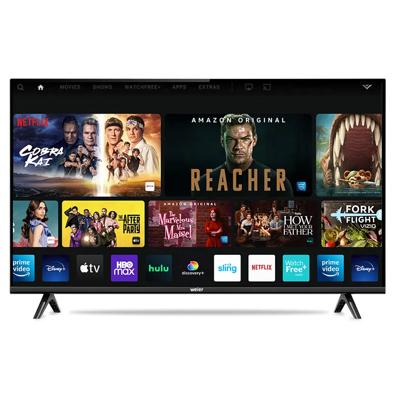Weier tv melhor preço 4k led tv plana uhd DVB-T2S2 32 43 55 65 polegadas smart tv