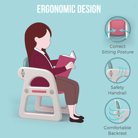 Table et chaise d'étude ergonomiques pour enfants, en plastique, pour écrire/picnic/étudier