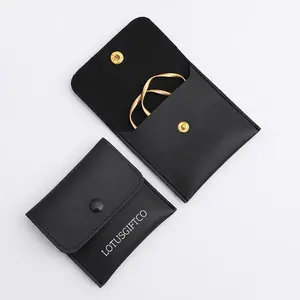 Sacchetti di gioielli in pelle PU con Logo personalizzato con bottone gioielli sacchetti di imballaggio regalo sacchetti di gioielli borsa per collana di orecchini ad anello