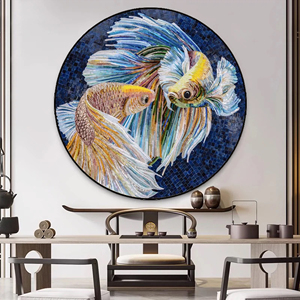 Customized Handmade Fish Picture Patterns Glass Mural Art Tile Porcelain and Ceramic Wall Tiles for Decorations - Product Image 1