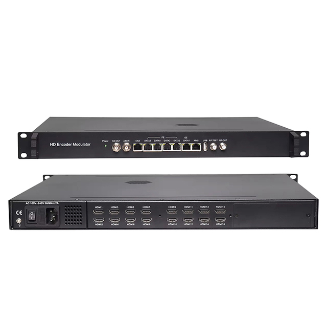 High Quality Customizable 24HD Digital Encoder Modulator with 8/16 Channels DVB-C DVB-T ISDB-T ATSC RF Out Audio Video Encoder