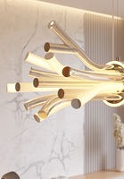 Exquis Long Abat-Jour En Verre Décoratif Guide Lumière Mince Tube Linéaire Pendentif Lumière Pour Restaurant Et Hôtel Réception Zones