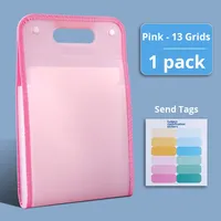 Carpeta Vertical Portátil A4, Bolsa de Almacenamiento para Exámenes, Material PP, Gran Capacidad, 13 Compartimentos, Diseño de Acordeón