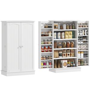 Gabinete de Cocina Moderno SENYU Blanco con 4 Puertas, Mueble de Almacenamiento Multifuncional - Product Image 1
