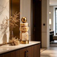 Ensemble d'ornements de bureau modernes en fer et marbre, sculpture géométrique abstraite en forme de globe pour la décoration de salon et de bureau à domicile