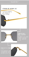 Lunettes de soleil métalliques sans monture unisexe de luxe, coupe diamant, couleur cuivre doré, protection UV400, anti-reflet, polygonales, personnalisables – Meilleures ventes