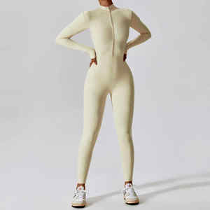 2025 nouveau OEM femmes nues respirant Yoga & Fitness ensemble solide en plein air course cyclisme vêtements d'exercice avec fermeture éclair vente chaude - Product Image 3