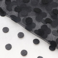 Tissu en Tulle floqué à pois pour femmes, 100% Polyester noir, tissu en maille pour robe