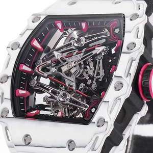 Elegante y Exclusivo Reloj Mecánico Automático con Caja de Fibra de Carbono Blanca, Movimiento Tourbillon, Esqueleto, Unisex, Casual, Resistente al Agua - Product Image 3
