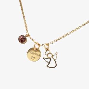 Collar <span class=keywords><strong>de</strong></span> Ángel Guardián DIY con Colgante <span class=keywords><strong>de</strong></span> Disco <span class=keywords><strong>de</strong></span> Acero Inoxidable y Estrella, Dijes <span class=keywords><strong>de</strong></span> Piedra <span class=keywords><strong>de</strong></span> Nacimiento, Collar <span class=keywords><strong>de</strong></span> <span class=keywords><strong>Bautizo</strong></span>, Joyería <span class=keywords><strong>de</strong></span> Incentivo - Product Image 2