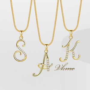 KISSWIFE, abalorios de oro personalizados, brillante CZ, palabra mezclada, letra inicial pequeña, alfabeto, colgantes, collar, joyería para mujer - Product Image 1