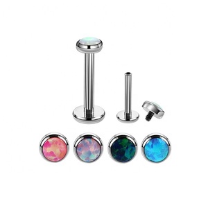 Piercing Labret in Titanio G23 con Opale, Anelli Monroe, Piercing Tragus 16G, Gioielli per il Corpo in Titanio Brillante - Product Image 1