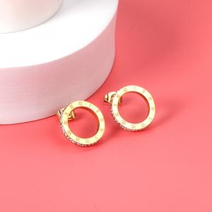 Boucles d'oreilles pas chères en or rempli 9 mm, ensemble de boucles d'oreilles en zircon noir, jolies boucles d'oreilles clous en diamant pour femmes - Product Image 4