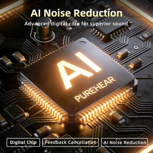 Appareils auditifs numériques sans fil Bluetooth RIC OTC à 50 canaux de la marque Flysound, avec réduction de bruit AI programmable - Product Image 2