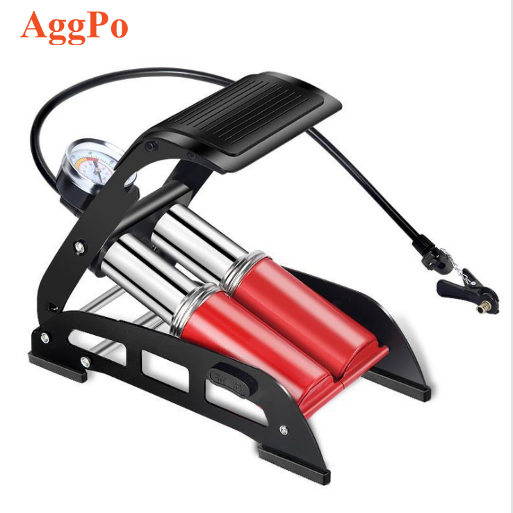 Двухцилиндровый шаговый насос высокого давления для шин, складной компрессор с манометром, легкая переносная помпа для автомобилей и мотоциклов