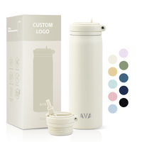 Bouteille d'eau en acier inoxydable à double paroi isolée sous vide de 24 oz, thermos 18/8, garde au froid 24 h, au chaud 12 h, sans BPA, gourde de sport