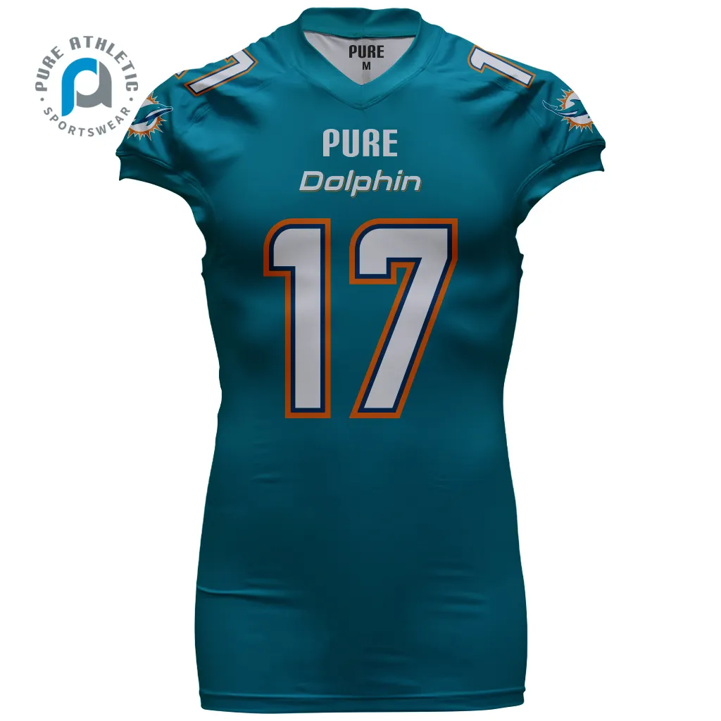 PURE Custom nfl dolphin American football jersey,college football uniform short youth usa football wear reversible jersey 2023