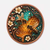 Pièce de monnaie ronde en cuivre pur de 1 once, exquise, avec abeille 3D et paysage au coucher du soleil, médaille de collection traditionnelle