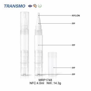 Flacon vide personnalisable de 3 ml pour brillant à lèvres, recyclable, pour huile à cuticules et soin des ongles, avec applicateur brosse souple - Product Image 1