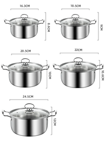 2024 bán buôn bếp Cookware <span class=keywords><strong>Set</strong></span> 10 cái nồi Bộ thép không gỉ 16cm/18cm/20cm/22cm/24cm cảm ứng nấu ăn <span class=keywords><strong>Set</strong></span> cho đồ dùng nhà bếp - Product Image 6