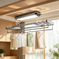 HK13 OLT Séchoir à linge intelligent en aluminium pour plafond avec lumière LED et commande vocale hors ligne, pour balcon, intérieur et maison