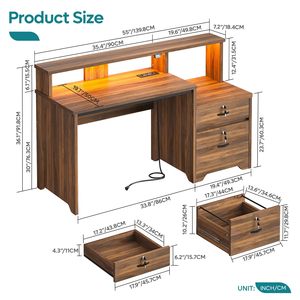 Bureau d'ordinateur moderne en bois avec armoire de rangement, mobilier de bureau autonome, poste de travail pour bureau à domicile, design contemporain - Product Image 2