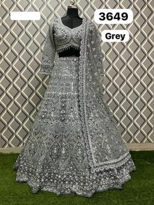 Lehenga ผ้าทอปักเลื่อมแบบหนามีสไตล์ georgette choli สำหรับงานแต่งงานของผู้หญิง - Product Image 3