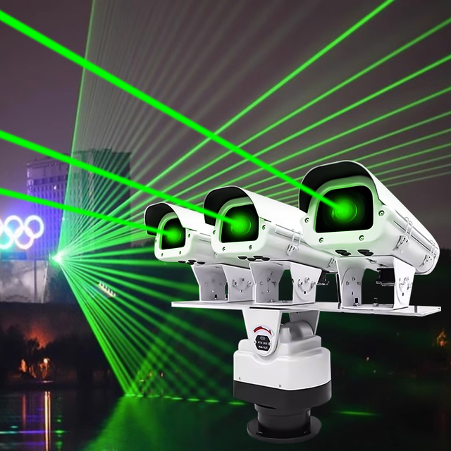 Three-Head 30W/100W Waterproof RGB Full Color Laser Light Projector with DMX512 Control Movable Rotating Outdoor Stage Lighting