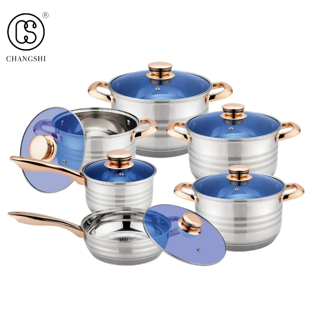 Wholesale Stainless Steel Cooking Pot Sauce Pan Cookware Sets Induction Nonstick Cookware Sets With Glass Lid