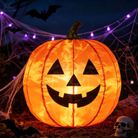 Maßgefertigte Halloween-Festival-Laterne 3D Riesiger Kürbis Seide & Stahl LED-Lichter für Freizeitparks Neujahr Weihnachten