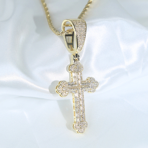 Recién llegado, collar con colgante cruzado helado con cadena de eslabones de cuerda, collares para hombres, regalo de joyería de Hip Hop - Product Image 1