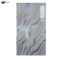 Panneaux muraux en PVC à motif marbré 3D brillant UV, 2,6 mm, imperméables et ignifuges, pour la décoration de style européen dans les chambres d'hôtel