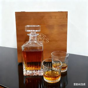 Wholesale <strong>Crystal</strong> 750ml <strong>Whiskey</strong> <strong>Decanter</strong> Whisky Glass Set Gift With <strong>Whiskey</strong> Stones &amp; Wooden Gift Box Custom Logo Men's Christmas - Product Image 5