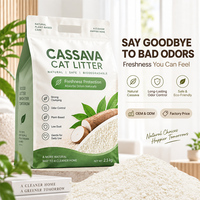Litière pour chat en sable de manioc à faible dispersion, anti-odeur, biodégradable, jetable aux toilettes, vente en gros en vrac