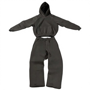 Conjunto Deportivo Unisex Negro de Dos Piezas, Sudadera con Capucha y Pantalones Jogger, Transpirable, 100% Algodón, Casual, Manga Larga, Cintura Elástica, Corte Holgado - Product Image 1