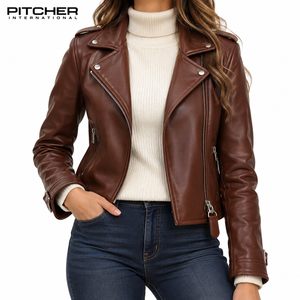 Fabricant de vestes en cuir pour femmes sur mesure pour les marques de streetwear américaines, vestes bomber en cuir surdimensionnées pour femmes OEM - Product Image 1