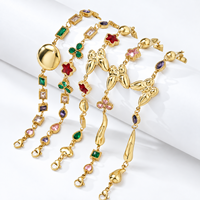 Bracelet à maillons Huibao de luxe en acier inoxydable plaqué or 18 carats avec breloques papillon et étoile pour femme, bijoux en zircon arc-en-ciel inaltérables