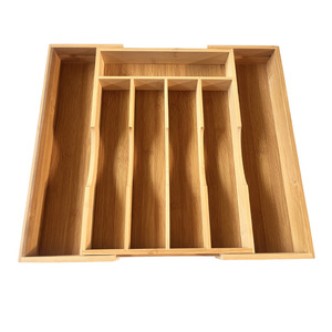 Organisateur de tiroir extensible en bambou réglable pour couverts de <span class=keywords><strong>cuisine</strong></span>, <span class=keywords><strong>couteaux</strong></span>, argenterie et papeterie - Product Image 4