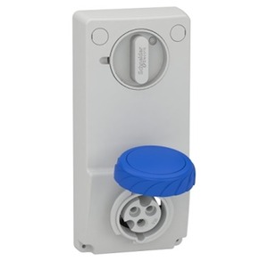Enchufe Industrial de Entrada Lateral, 2 Tomas, Clasificación de Protección IP65, Serie Mureva, 16A con Tierra en Posición 6 Horas - Product Image 1