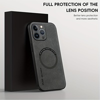 Coque de protection antichoc en cuir artificiel de luxe vintage avec forte attraction magnétique pour iPhone 17, 16, 15, 14, 13, 12 Series