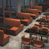 Bancs et tables en métal personnalisés pour restaurants et cafés, avec ensemble de canapés en cuir vert