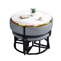 Ensemble de table à manger ronde moderne, style sud-américain, chaise en acier carbone, gain de place, pour la maison, la chambre, le salon ou le restaurant