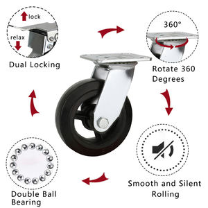 Abnehmbare Gummi-Industrierollen mit Metallseitenbremse, Zink-Chrom-Beschichtung, Hochbelastbare Schwarze Räder und Lenkrollen - Product Image 4