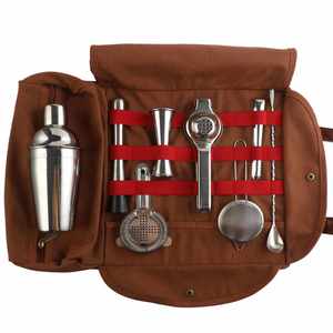 2025 Top Selling New Denim Blue Bartending Bag Bartender Tool Set <b>Rolling</b> Roll up Travel Bartender <b>Kit</b> Bag - Product Image 2