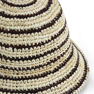 ST07卸売カスタムストライプラフィアストローサマービーチカジュアルストローハット（女性男性用） - Product Image 5