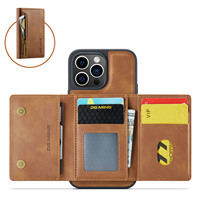 Pochette de téléphone de portefeuille en cuir détachable magnétique de luxe pour iPhone 15 Pro Max 15 14 Plus 13 12 étui mobile avec poche pour carte