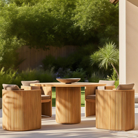Ensemble de canapés de jardin en teck de luxe, mobilier d'extérieur moderne pour hôtels, villas, patios et bords de piscine, imperméable, résistant au soleil, teck massif
