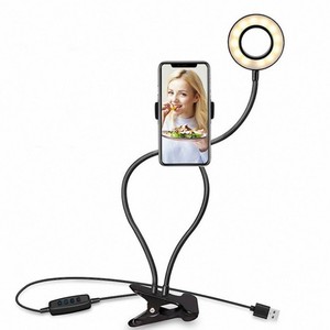 Lampe LED flexible 2-en-1 à clipser pour téléphone, lumière d'appoint pour diffusion en direct, support de 9 cm, réglage progressif, lumière de beauté rotative - Product Image 5