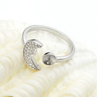 SSR131 Mond-Design Ring mit Perlenfassungen aus 925 Sterling Silber Rohlinge zur Herstellung von Perlenschmuck