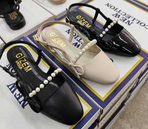 Chaussures ballerines classiques pour femmes, talon quotidien, cuir verni, pierre, sandales à talon court, 1 cm, 36-40, fabriqué en Turquie - Product Image 1